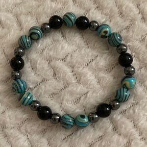 Handmade Blue Malachite Beaded Bracelet